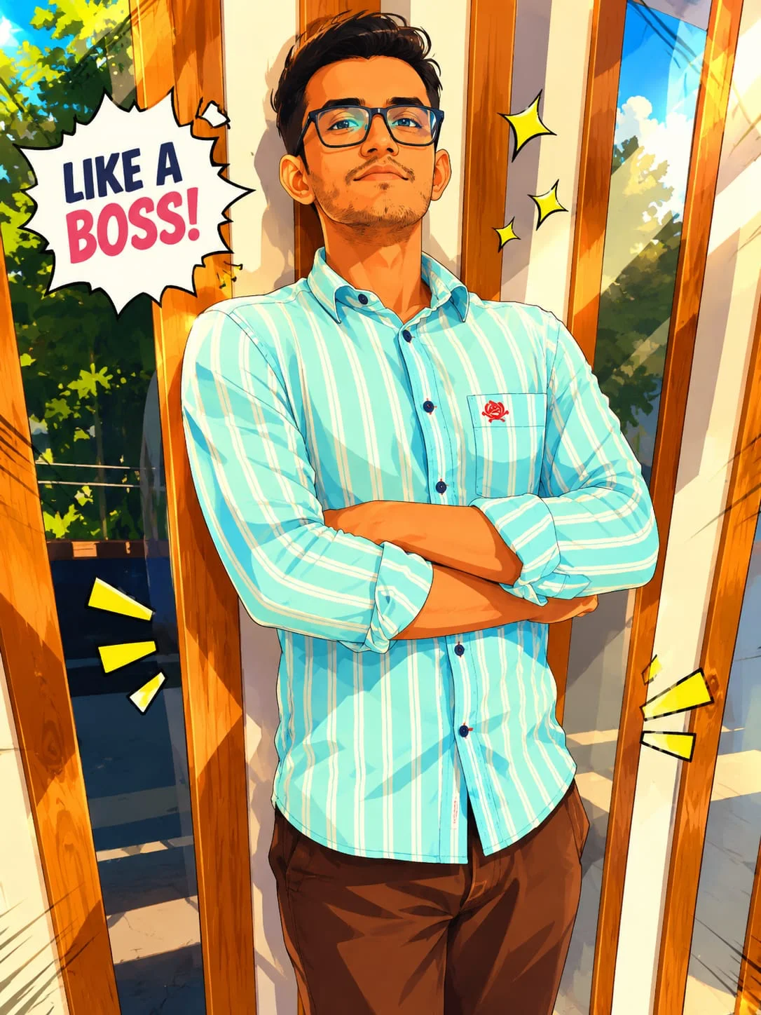 Comic-style portrait of Marshall Shelly